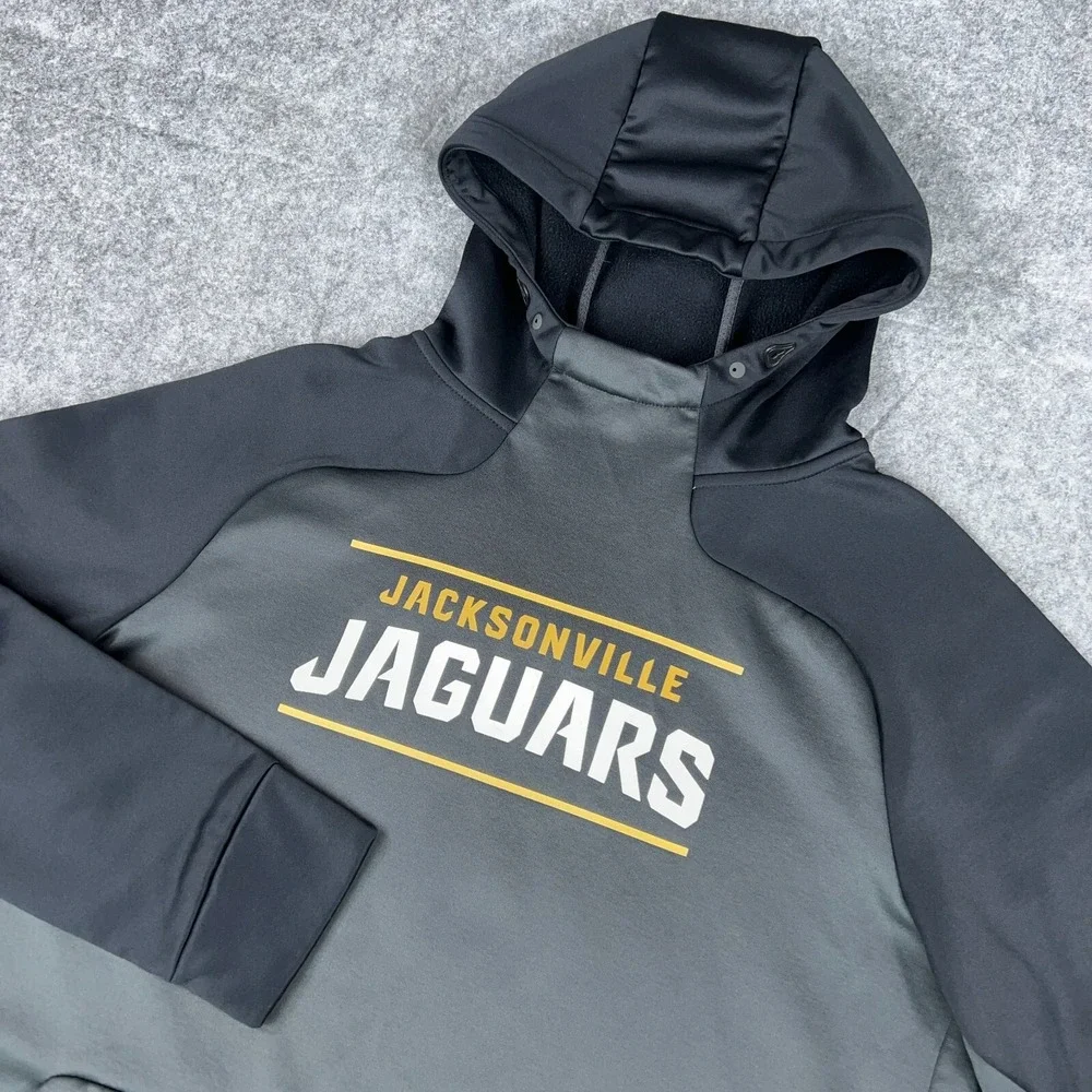 Jacksonville Jaguars Hoodie Mens Medium Gray Nike Therma Fit On Field Sweatshirt